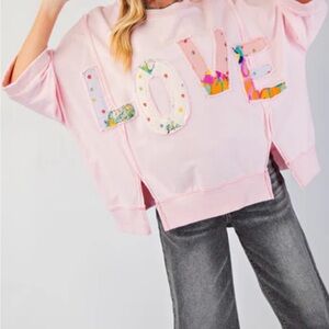 POL Pink 'LOVE' Appliqué Sweatshirt
